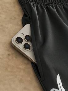 HIMLAND Herren Pflanzen-Muster Zugband Taille Weite Bein Lässig Hose, Schwarze grafische Jogginghose, Blumen-Muster Jogginghose, Herren Jogginghose, Schwarze Jogginghose mit weißem Design, Ranken-Muster Jogginghose, Herbst