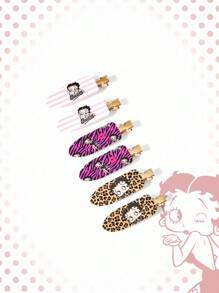 Betty Boop | ROMWE 3 Cặp Kẹp Tóc Liền Mạch Hình Nhân Vật Hoạt Hình - Nhiều màu - Xem 4