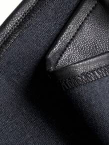 DAZY 女士短款外套，带大口袋，休闲商务办公装，长袖PU皮风衣，秋冬季女装皮夹克 - 黑色 - 查看 9