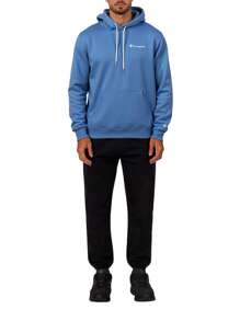 Champion Men Letter Printed Long Sleeve Drawstring Hooded Casual Sweatshirt - Blue - View 3
