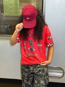 SHEIN Explorewe Áo thun họa tiết caro và chữ in thường ngày dành cho bé gái tuổi teen, mùa hè - trắng - Xem 4