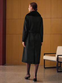 MOTF PREMIUM WOOL BELTED OVERCOAT - Black - View 3