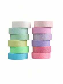 12 Rolos/Caixa, Fita Washi de Papel Colorida e de Cor de Doce, Design Criativo Tiras de Papel Decorativo DIY, Uma Variedade de Cores que Podem Ser Combinadas Arbitrariamente, Usada para Scrapbooking, Revistas, Decoração de Diário, Decoração Única para Embrulho de Presente