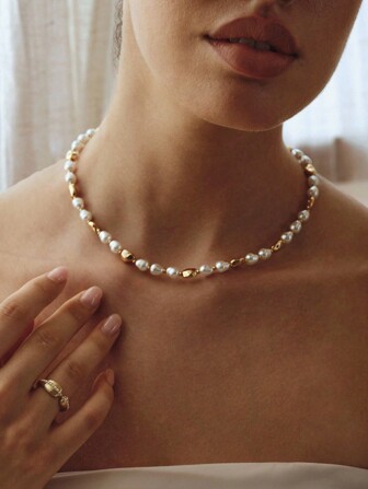 Opalesca 1 pezzo Collana asimmetrica in perla/madreperla, metallica/effetto metallico, texture, elegante, di lusso, carina, sexy, adatta per vacanze, stile Y2K/per mamma/donna/ragazza, adatta per feste, casual, lavoro, autunno/inverno, festival, vacanze, stile old money, Ognissanti