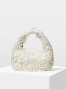 MOTF PREMIUM WOMEN'S FASHION SEQUIN ZIPPER TOP HANDLE BAG, SUITABLE FOR PARTIES - 杏色毛 - 查看 2