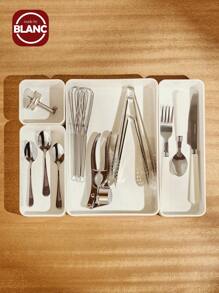 Madebyblanc Adjustable PET Storage Box, Desktop Storage Box Storage Box Cosmetic Storage Box Mirror Cabinet Storage Box Storage Box Storage Box Stationery Storage Box, Storage Box For Kitchen Utensils And Desktop Accessories - Storage Classification Container - Stylish White Design - Easy To Clean Material - Table And Storage Box For Home Storage Storage Box - Office Storage Box - Multiple Available - Storage Space - Multicolor - View 2