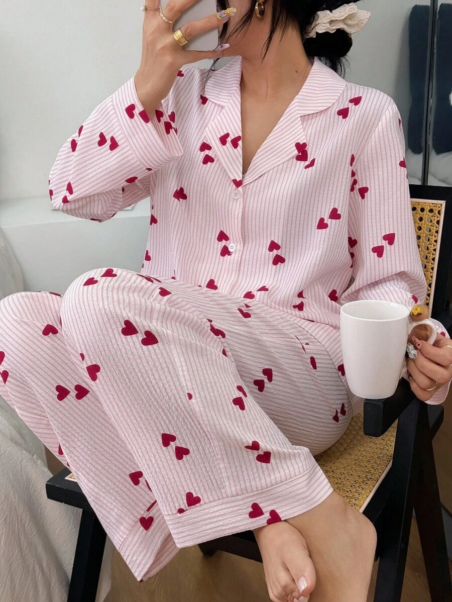 Luxe | Heart Striped Pyjama Set