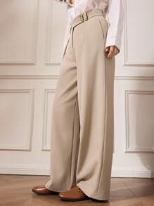 Briarwyn Einfarbige, gefaltete, plissierte, elegante Pendlerhose mit weitem Bein, helles Apricot, moderne, lockere Hose mit geradem Bein für Pendler in der Stadt, lässige gerade Hose mit hohem Bund, modische, einfarbige, elegante Hose mit weitem Bein und Taschendetail fürs Büro, moderne, lockere Hose mit geradem Bein für Pendler in der Stadt - Aprikosenfarben - Übersicht 11