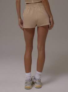 MUSERA 撞色滚边细节卫衣短裤休闲机场休闲服返校秋冬优雅夏季 - 杏色 - 查看 5