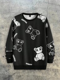 AXEPEAK 男士休闲熊字母图案卫衣，秋季款，长袖上衣