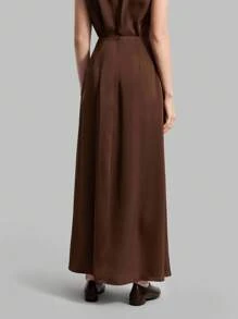 Ontre 2025 New 2026 Spring/Summer Casual Daily Style Business All-Match Versatile Skirt - Chocolate Brown - View 6