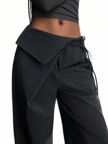 LYSMO 2025 Fall Women's Clothing/Fashion Casual Wide-Leg Design Women's Suit Pants/Women's Simple Commuter Gray Lace-Up Suit Pants/Business Casual/Women's Back To School/Formal/Vacation/Cute/Western/Business Casual/Elegant/Birthday/Outing/Club/Office Wear/Festival/Rave/Workwear/Elegant/Country Concert/Brunch/Cruise/Old Money/Airport/Church/Fairy Tale/Tea Party/Millennials/Streetwear/2000s/Disco/Graduation/Wedding Guest/Cocktail Party/Vintage,