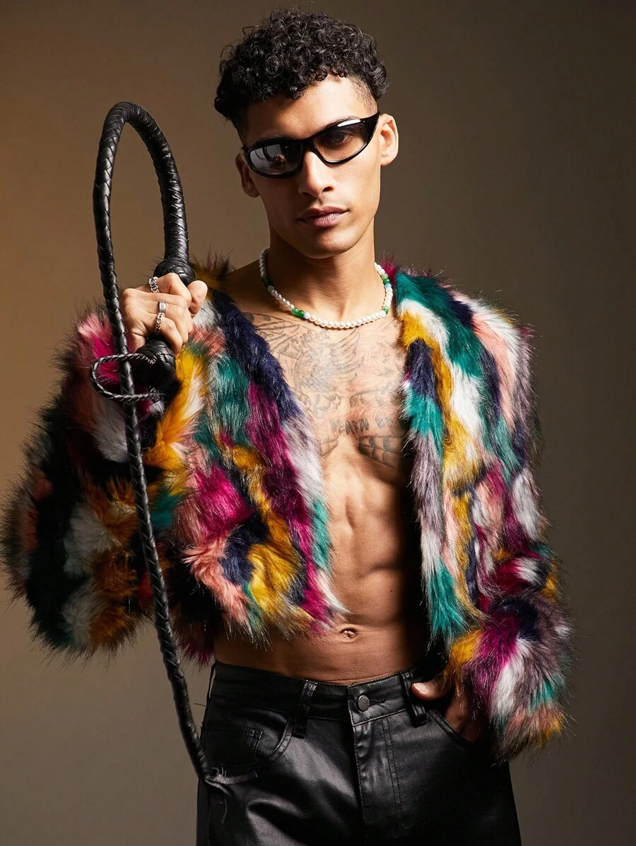 FeverCity 男士针织休闲宽松长袖夹克，时尚日常穿着，适合秋冬 - 彩色 - 查看 1