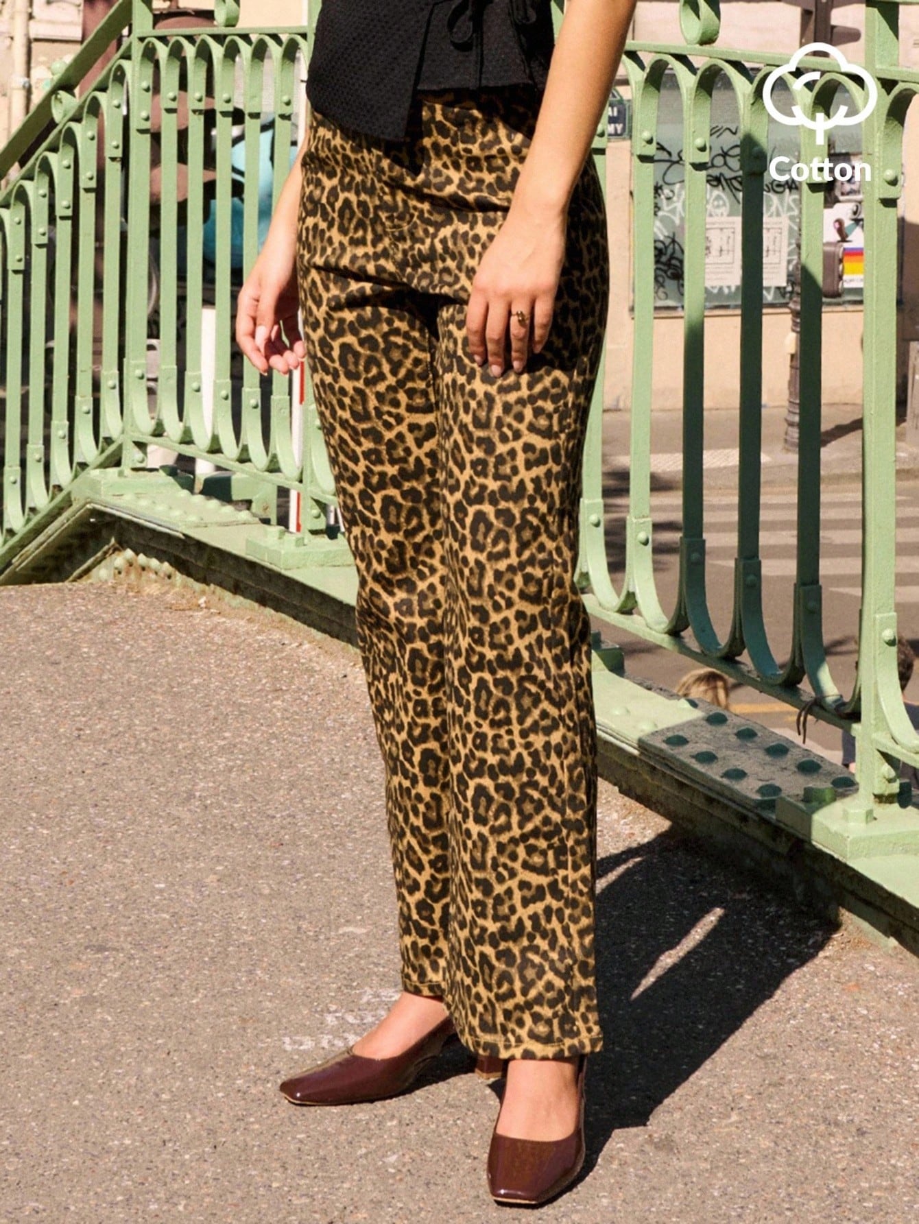 Women's Low Waist Leopard Print Flare Jeans Going Out Outfits Night Out Outfits Spring Summer French Style Parisian Style