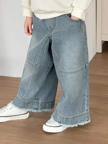 Hapijoa 秋季幼儿男童宽松直筒休闲牛仔裤 - 藍色 - 查看 7