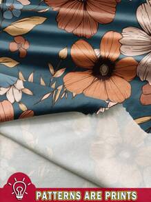 SHEIN LUNE 2 件套大码女式休闲花卉图案服装，适合夏季