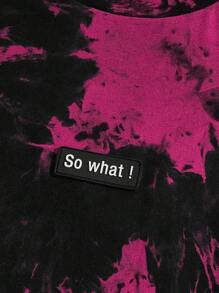 AXEPEAK Men Cotton Tie Dye Slogan Patched Tee, Summer