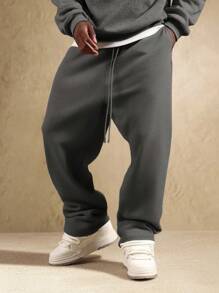 SUMWON Pantaloni della tuta essenziali con cavallo basso, vestibilità ampia e gamba larga