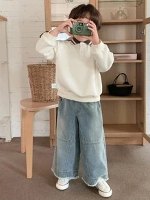 Hapijoa 秋季幼儿男童宽松直筒休闲牛仔裤 - 藍色 - 查看 10