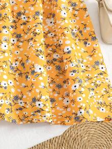 SHEIN LMoss Kids 青少年女孩休闲梭织长袖衬衫上衣和碎花吊带裙套装