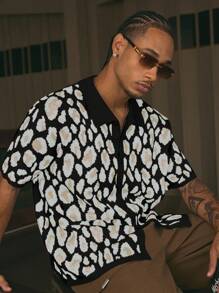 AXEPEAK 时尚街头潮流 Polo 领短袖宽松针织男士衬衫 - 彩色 - 查看 3