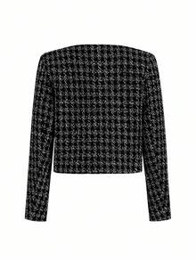 Ellevyn Women's Plaid Long Sleeve Button Design Elegant Overcoat, Women's Winter Coat,Winter Clothes For Women - Black - View 2