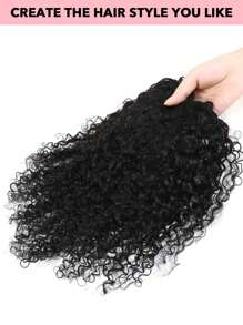 Kinky Curly Topper Hair With Bangs Human Hair Toppers For Women Clip In Hair Extensions Natural Black Daily Use Easy To Wear - Natural Black - View 10