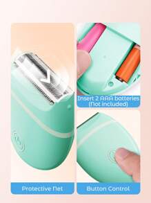 Teckwe 便携式电动剃须刀无线脱毛器电动修剪器，适用于面部、腿部、手臂、腋下和比基尼部位，适合居家旅行，干湿两用，无痛，绿色 - 綠色 - 查看 7