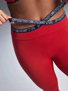 Powerista Quần legging thể thao thường ngày dáng ôm, chạy bộ, tập thể dục cho nữ - Đỏ - Xem 6