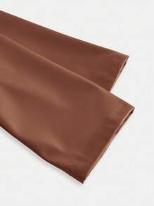 SHEIN Essnce 秋冬 PU 皮革街头休闲时尚百搭女士长袖夹克 - 棕色 - 查看 4