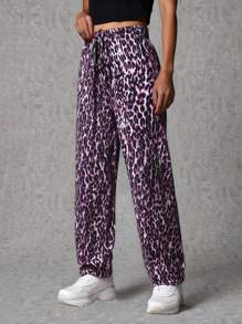 SHEIN Tall Tall Ladies Low Elastic Waistband With Leopard Design - Multicolor - View 2