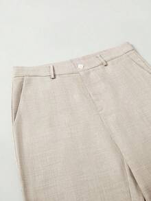 Calvornis Herren Einfarbiger Jackett-Kragen Langarm Jacke und Hose Lässig anzug Set - Khaki - Übersicht 9