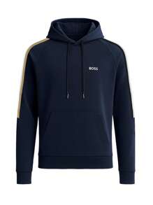 Hugo Boss Men's Raglan Sleeve Long Sleeve Drawstring Hoodie - 403 Dark Blue - View 4