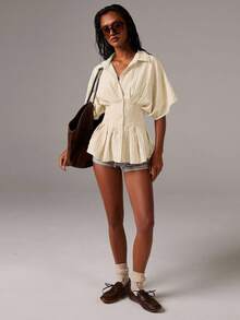 Athîral Casual Commute Minimalist Striped Waist Shirt For Women