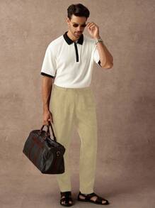 Manfinity Homme Men's Casual Drawstring Waist Black Pants, Fall