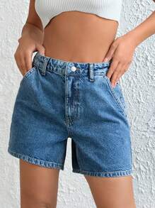 EURMUSE Women's High Waist Pocketed Wide Leg Casual Retro Versatile Denim Shorts Women Summer Outfits Casual Summer Outfits Summer Outfits Jean Shorts - Medium Wash - View 7