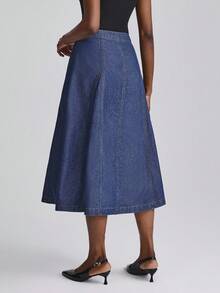 SHEIN Frenchy Minifalda de mezclilla casual de unicolor para mujer - Azul - Ver 6