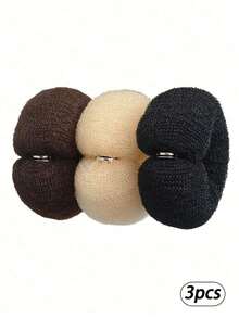 SHEIN Hair Donut Bun Maker, 17cm DIY Hair Foam Circular Mesh Hair Bun Scrunchie, Ballet Hair Bun Maker, Ponytail Holder Accessories Home Bathroom - Multicolor - View 8