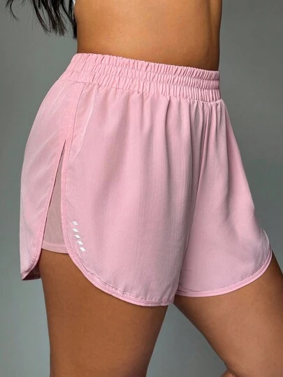 Easithlete 大码女式松紧腰宽松网眼拼布运动短裤大码健身短裤大码健身短裤曲线运动短裤曲线健身短裤大码运动短裤粉色跑步短裙粉色网球短裙女式粉色短裙运动短裙网球裙