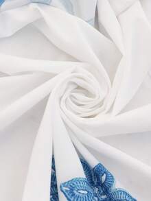 Vivid Eden Blouse décontractée à manches évasées avec nœud et imprimé floral pour femmes, hauts bohèmes, hauts d'été pour femmes, top blanc et bleu, hauts d'été bohèmes, automne pour femmes, Halloween, sortie - Beige - Voir 7