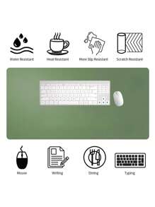 SHEIN Tấm lót bàn bằng da, Tấm lót chuột, Tấm lót bàn văn phòng, Tấm lót bàn máy tính xách tay, Tấm lót viết chống thấm nước cho văn phòng và gia đình - xanh quân đội - Xem 4