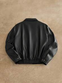 HIMLAND Men's Short Black Leather Jacket , Fall Winter