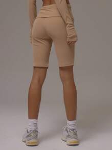 MUSERA 罗纹修身七分紧身裤，休闲、机场、居家、返校、秋季、冬季、圣诞节、感恩节皆宜 - 咖啡棕 - 查看 4