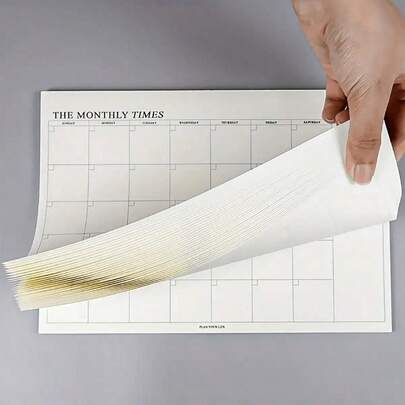 SHEIN 1 件月度计划表、文具和礼品包装用品、简易日程表计划表、便利贴、月度和周度计划、可撕式便利贴、学校用品、返校用品、笔记本、学校笔记本、美观的学校书籍月度计划表便利贴自填充日历计划表