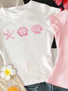 Bộ 3 áo thun ngắn tay cổ tròn cạp cao dáng rộng đơn giản dành cho bé gái tuổi teen, phù hợp cho mùa hè - Nhiều màu - Xem 3