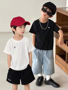 Dazy Kids Camiseta casual de cuello redondo y manga corta con estampado de unicornio para niño, verano - Multicolor - Ver 1