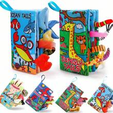 Zazumi 3D 触感儿童书籍，配有柔软的皱纹布 - 高对比度活动玩具，适合儿童的理想礼物，儿童益智玩具|纹理插图|毛绒尾巴功能