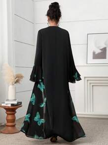 Yasmyna 休闲宽松时尚百搭长袖女式阿拉伯长袍 - 綠色 - 查看 2