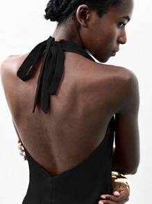 Maija 女士 Y2K 纯色垂坠领时尚吊带背心，适合商务、休闲、都市优雅、现代浪漫，适合派对、万圣节、圣诞节、约会、复古风格 - 黑色 - 查看 7