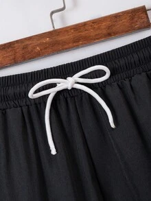 SHEIN Teen Boy Casual Printed Workwear Style Pants With 3d Pockets, School, Campus, College Chic Outfits For Autumn/Winter - Black - View 3